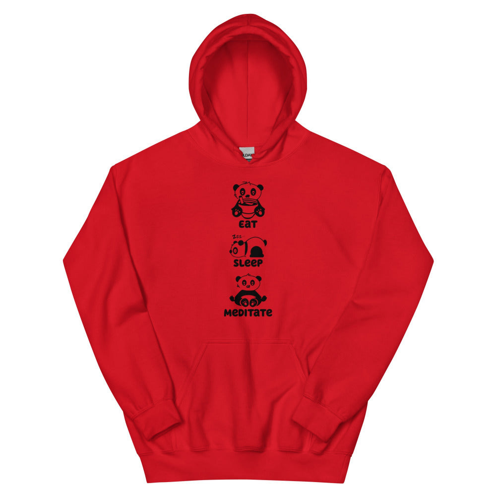 Eat Sleep Meditate Panda Hoodie - Red Color - https://ascensionemporium.net